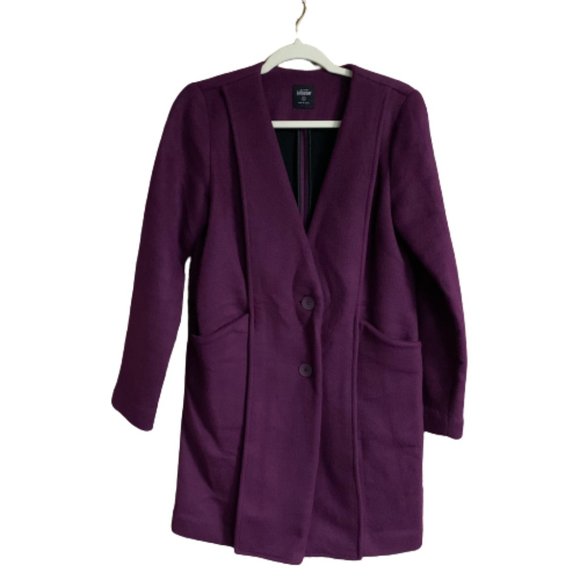 Kate Spade Saturday X-Small Purple Women's Soft Wool Blend Winter Pea Coat EUC - Picture 2 of 13